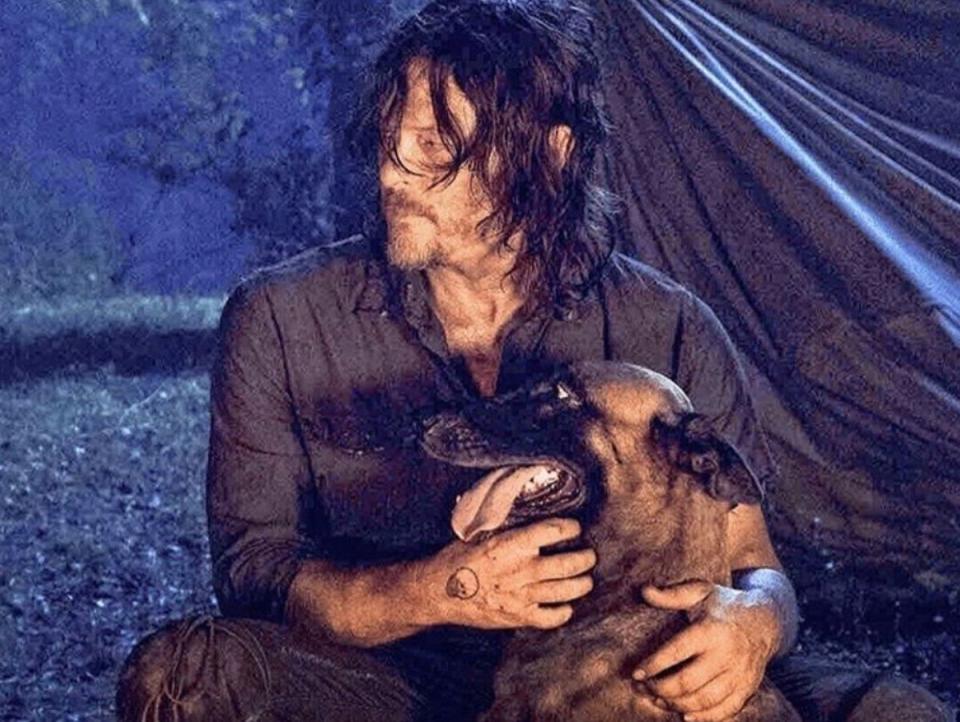 Norman Reedus and Seven as Daryl and Dog in ‘The Walking Dead’ (AMC)