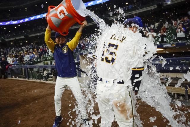 See some fun moments from the Brewers clubhouse celebration after