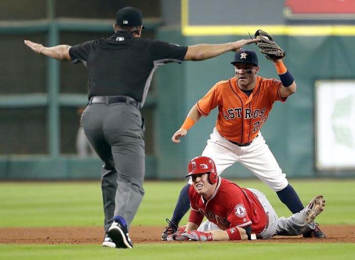 The Angels will try to steal another win from the Astros on Saturday. (AP)