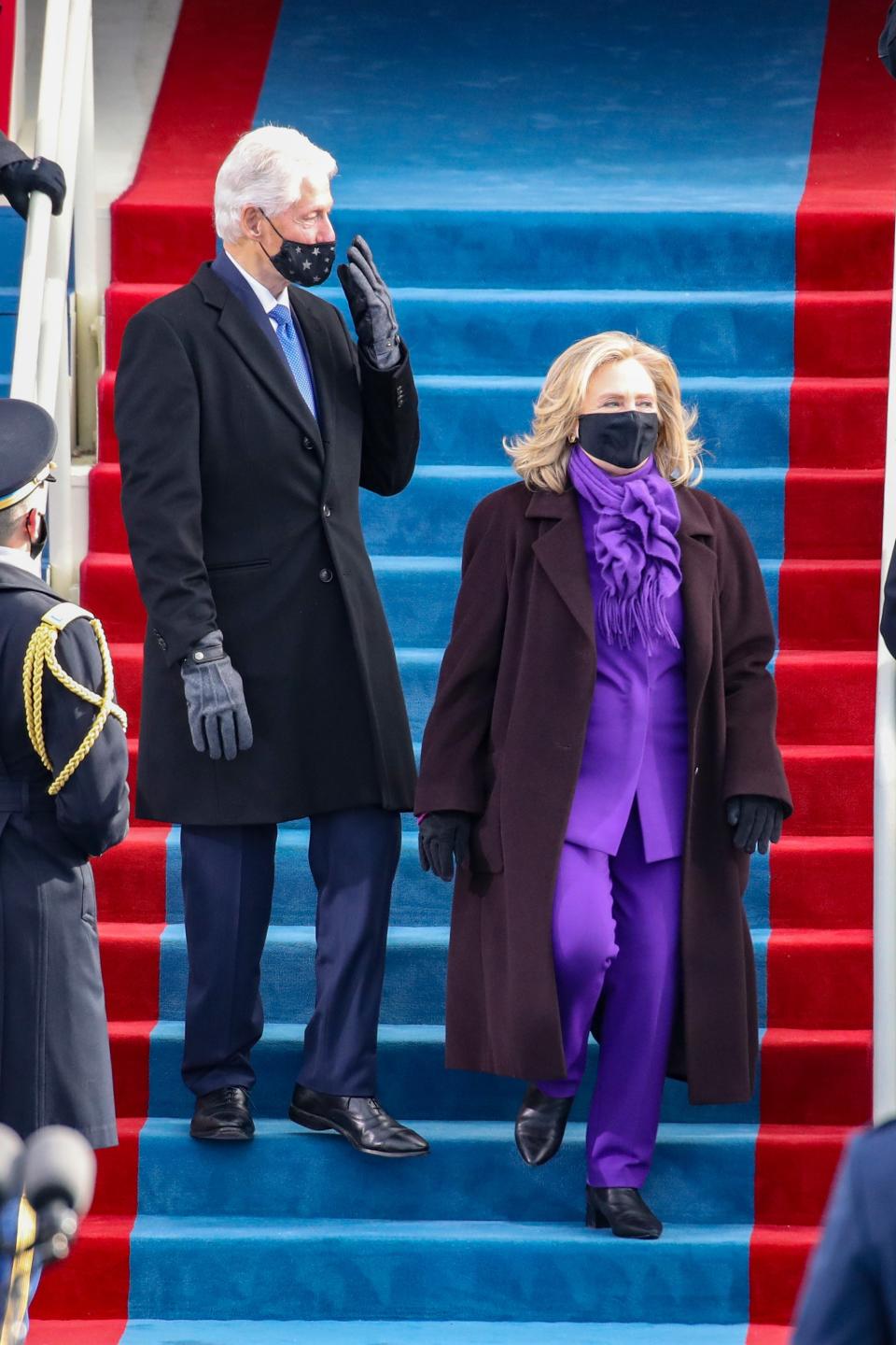 Former Secretary of State, Hillary Clinton, arrives for the inauguration of President Joe Biden on Capitol Hill, January 20, 2021.