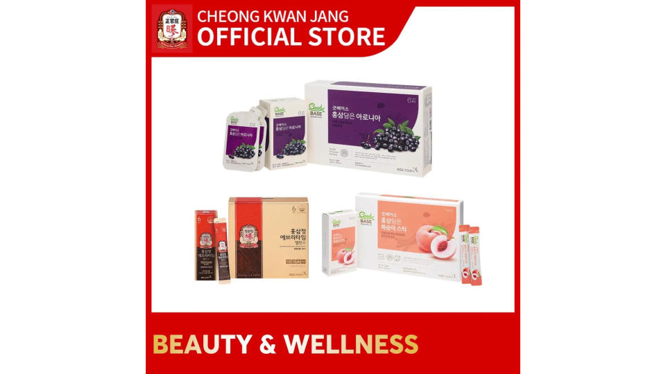 [Beauty & Wellness] Cheong Kwan Jang Extract Everytime Balance + Aronia with KRG + Peach with KRG. (Photo: Lazada SG)