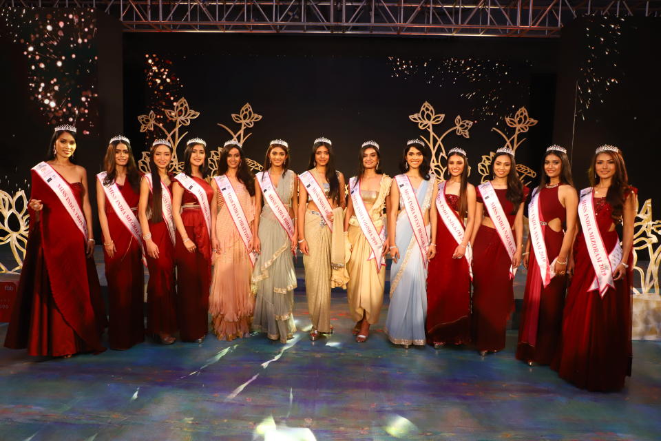 Participants  at the fbb Colors Femina Miss India East 2019  on April 23,2019 in Kolkata,India. (Photo by Debajyoti Chakraborty/NurPhoto via Getty Images)