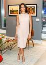 <p>Markle goes for a monochromatic nude ensemble at the World Vision event in Toronto, Canada.</p>