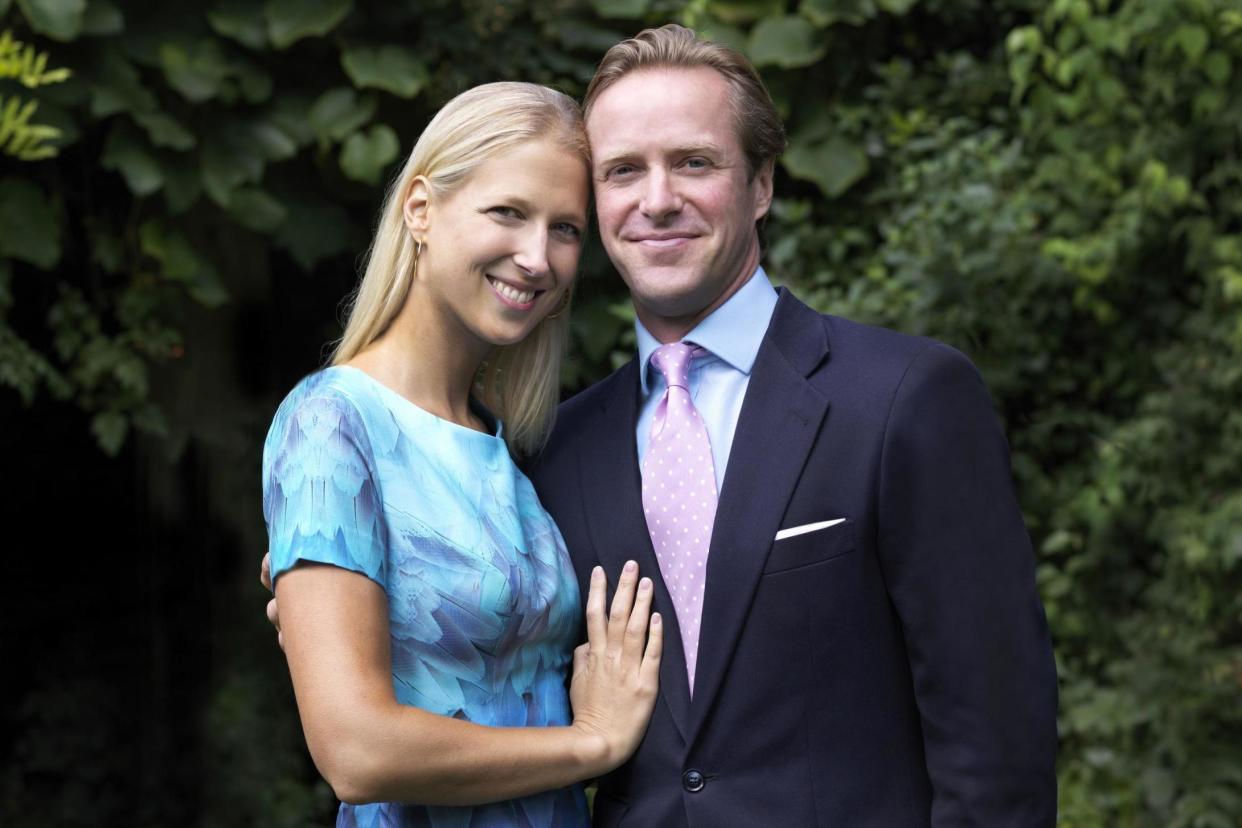 Lady Gabriella Windsor and her fiancee Mr Thomas Kingston pictured after the announcement of their engagement: PA wire/Alexandra Diez de Rivera