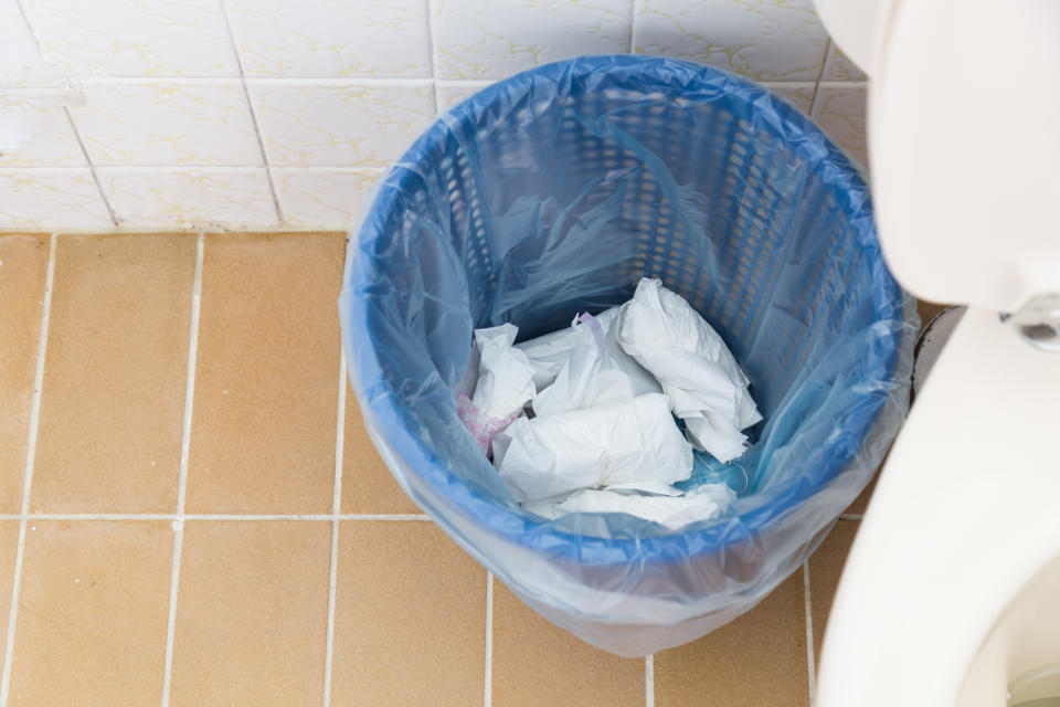 There aren't always sanitary bins provided in public toilets. (Getty Images)