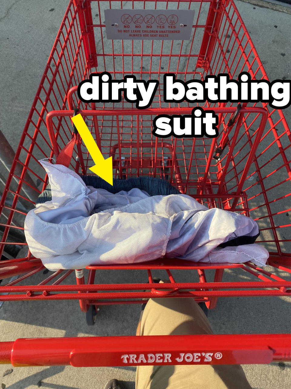 Dirty bathing suit in a cart