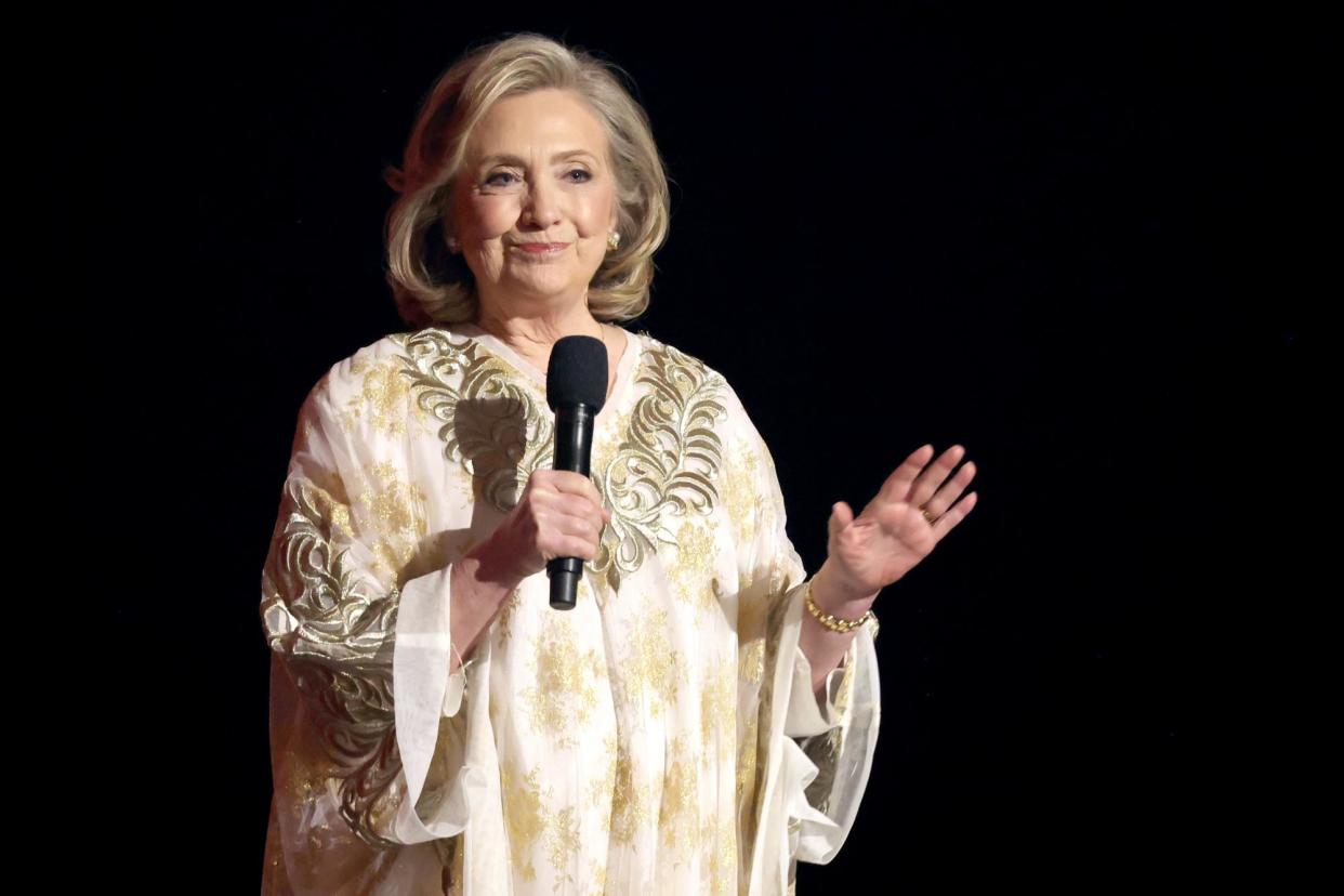 <span>Hillary Clinton speaks at the Tony awards in New York on 16 June 2024.</span><span>Photograph: Kevin Mazur/Getty Images for Tony Awards Productions</span>