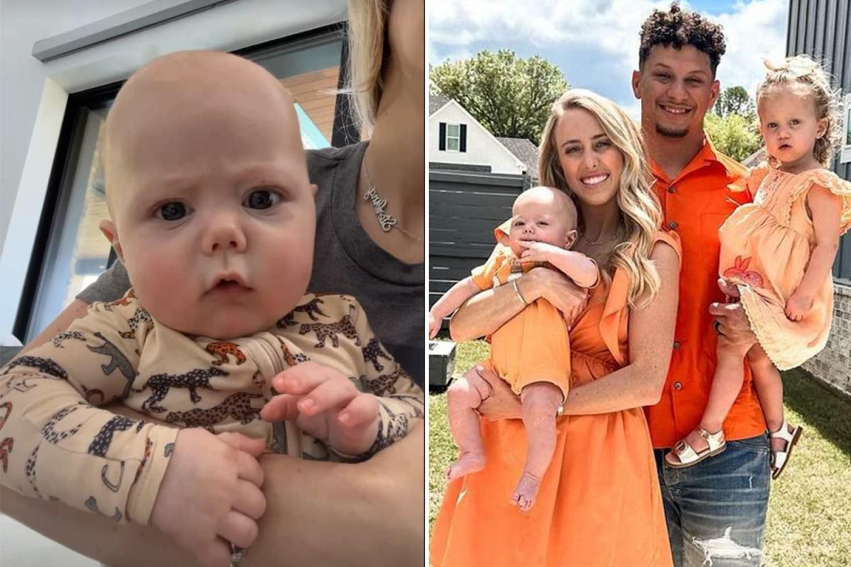 Patrick Mahomes Poses with Daughter Sterling and Baby Bronze: Photo