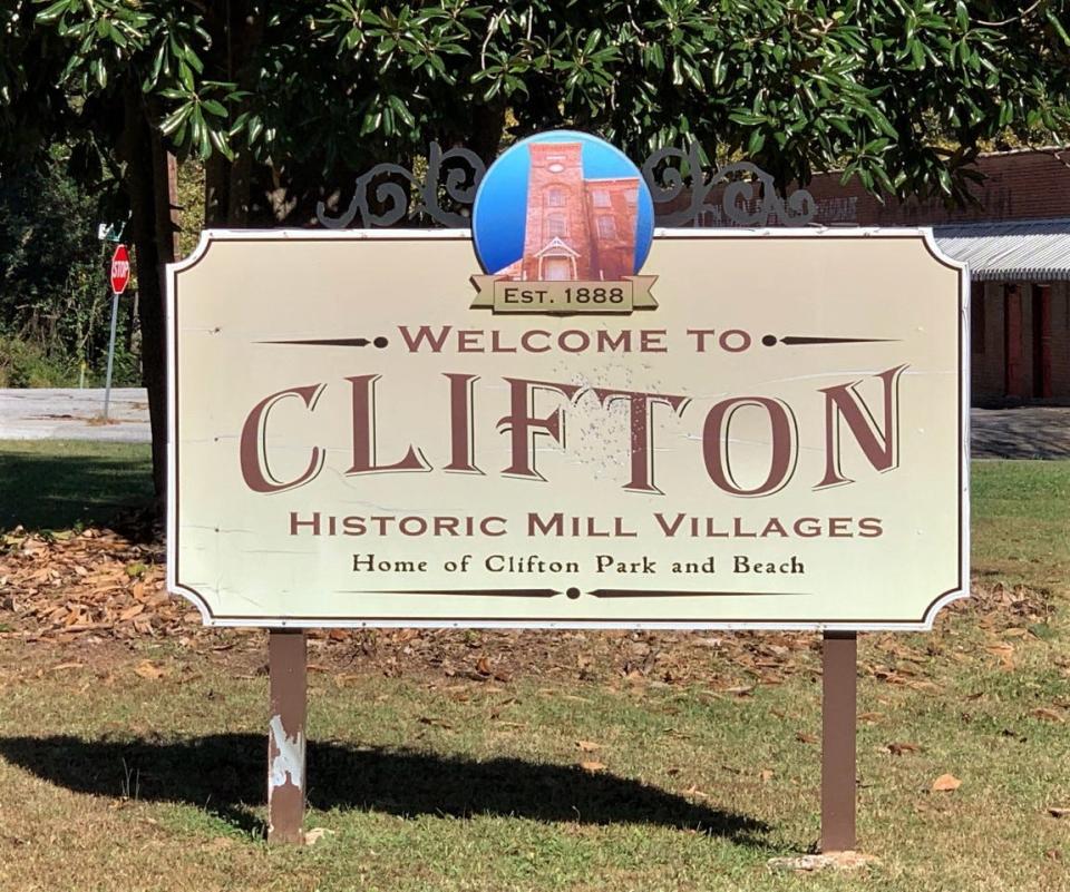 The Clifton welcome sign.