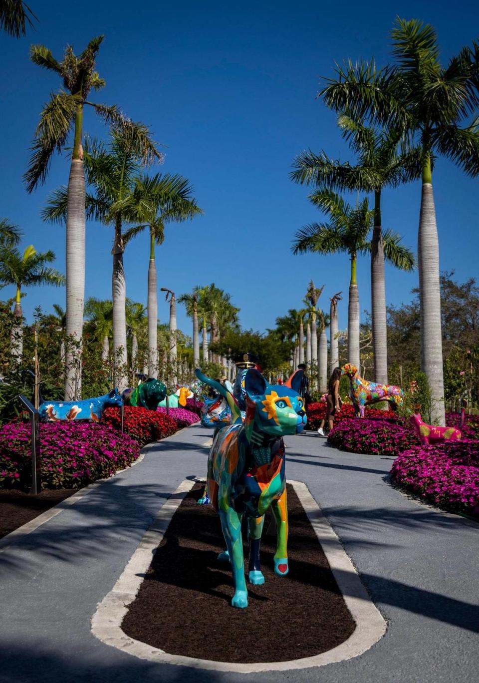 Sculptures of cats at the Dogs and Cats Walkway and Sculpture Gardens. The City of Miami hosted a ribbon-cutting ceremony for the Dogs & Cats Walkway and Sculpture Gardens at Maurice A. Ferré Park, 1075 Biscayne Blvd., Miami, on Friday, Feb. 10, 2023.