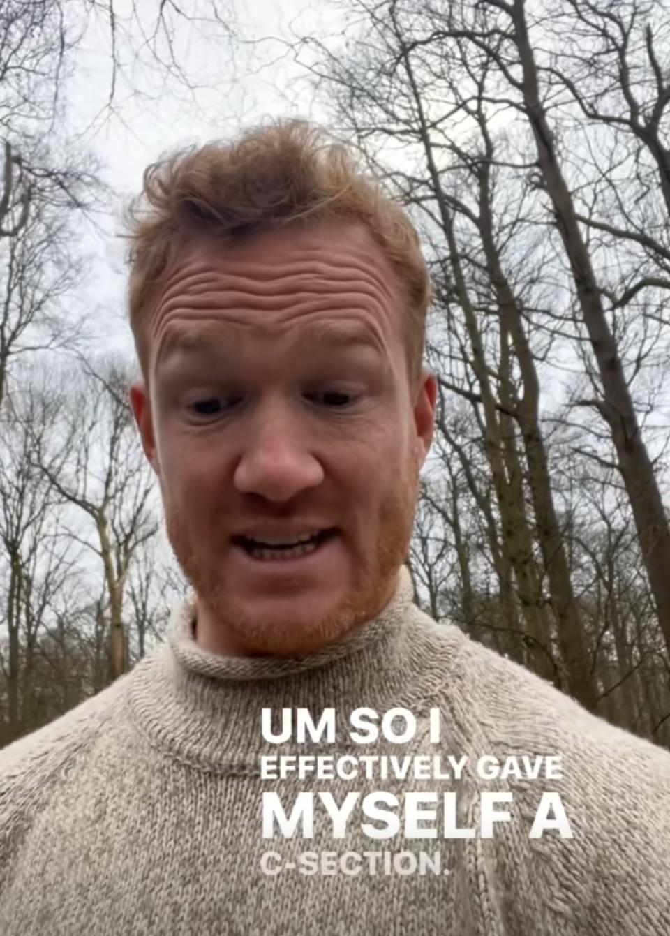 The Olympian shared he’d ‘given himself a C-section’ (Instagram: @gregjrutherford)