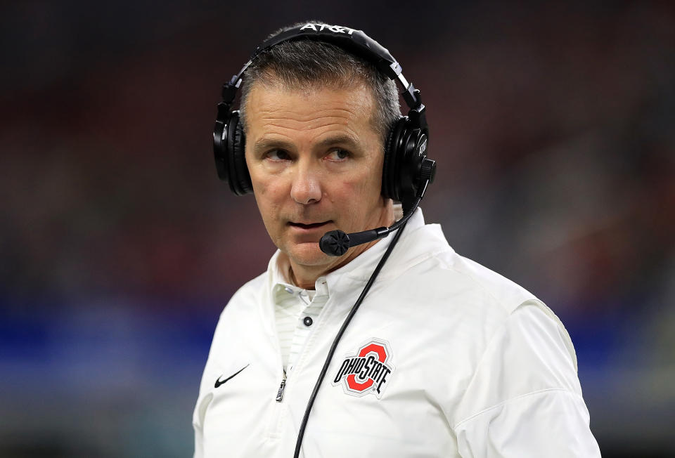 Latest betting odds on Urban Meyer’s future at Ohio State now favor a suspension rather than him losing his job, a significant change from initial odds that were released last week. (Getty Images)