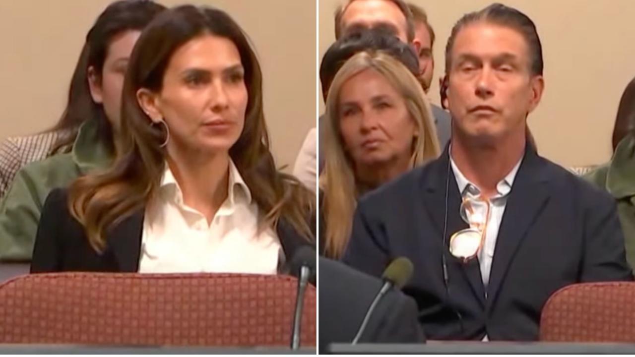 Hilaria and Stephen Baldwin in court on July 10. (Court TV)