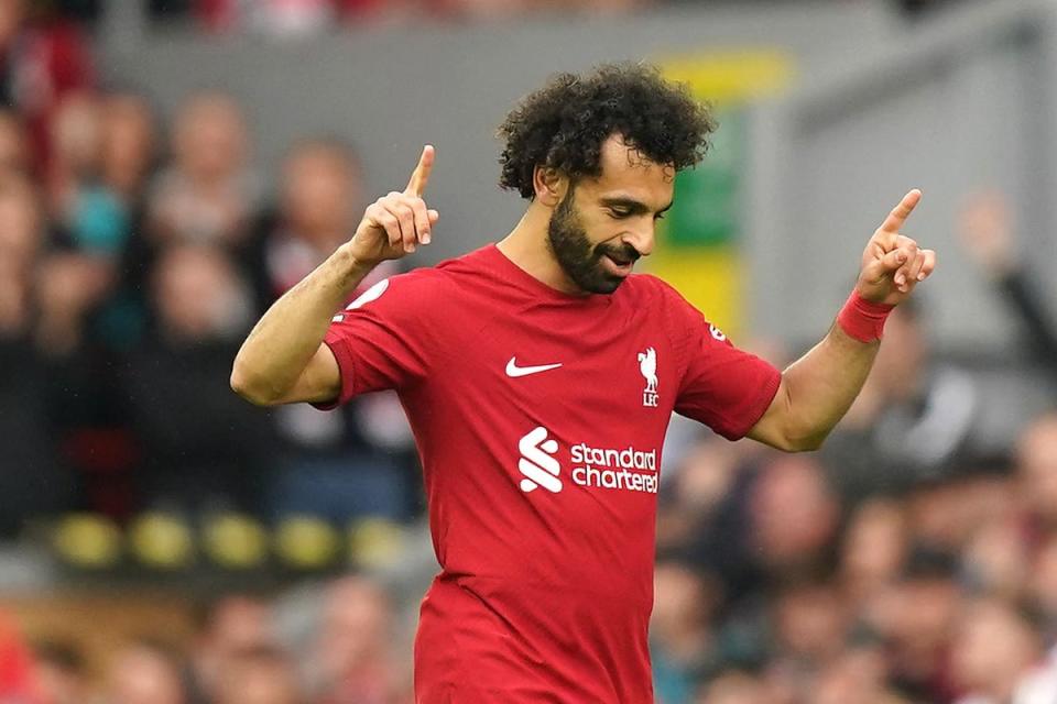 Liverpool’s Mohamed Salah hit another Anfield landmark on Saturday (Mike Egerton/PA) (PA Wire)