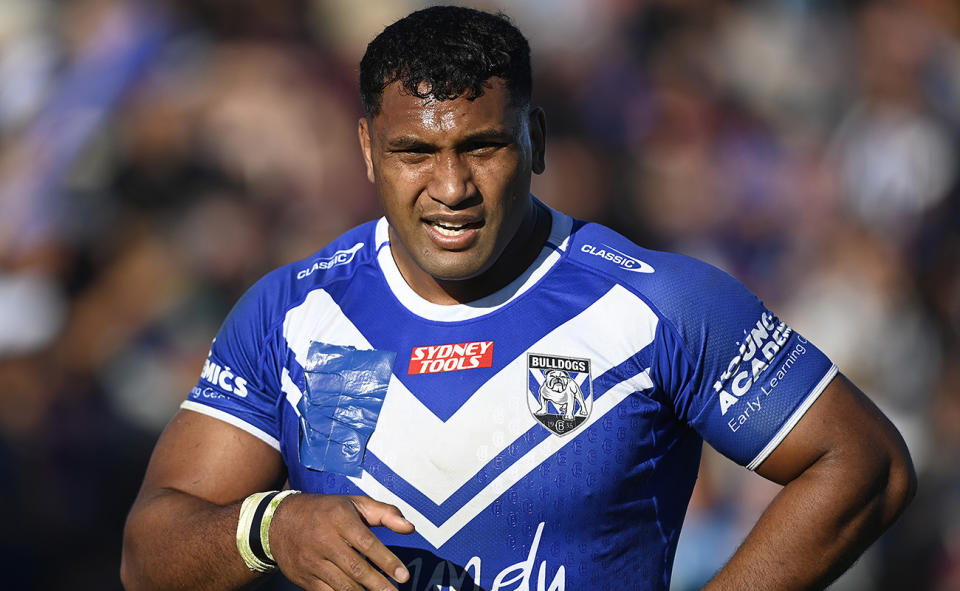 Tevita Pangai Jr, pictured here in action for the Canterbury Bulldogs.