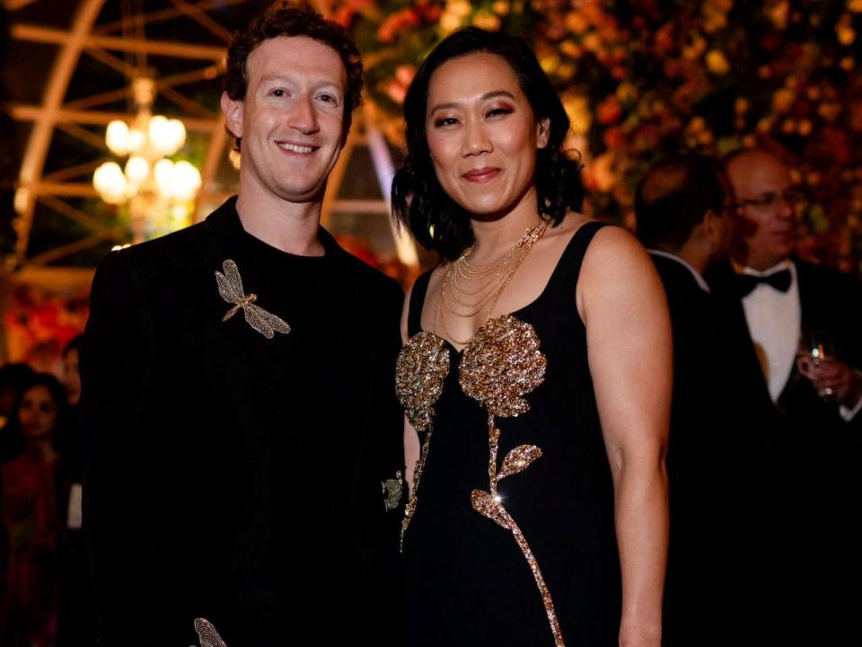 Meta CEO Mark Zuckerberg and his wife Priscilla Chan pose for a picture during pre-wedding celebrations.