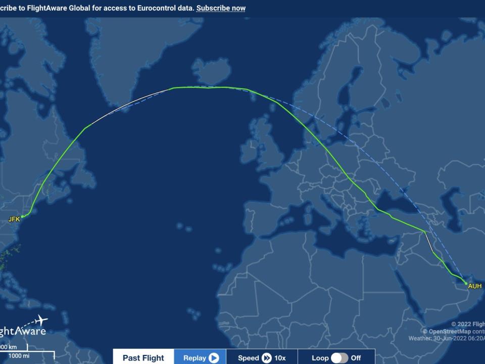 Etihad's first flight from UAE to the US.