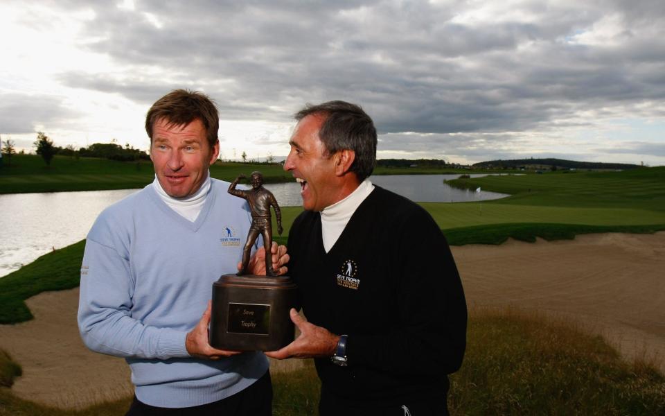 Nick Faldo and Seve Ballesteros were not good friends but every two years they were great team-mates as they helped Europe beat the USA during the 1980s and 90s - GETTY IMAGES