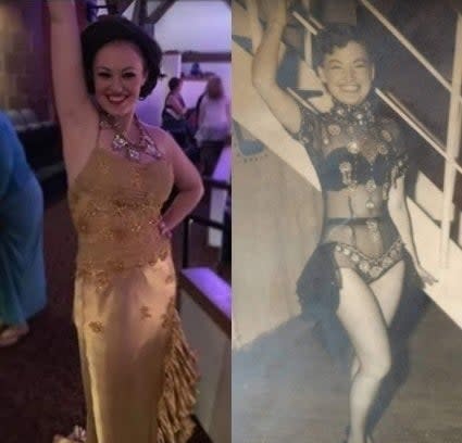 <div><p>"Me and my paternal grandmother, <b>I'm 17 or 18 here and she's in her early twenties, both of us posing in our theatre costumes after a show.</b> I'm wearing a wig, but underneath I had a similar haircut." </p><p>—<a href="https://www.buzzfeed.com/rachellouis" rel="nofollow noopener" target="_blank" data-ylk="slk:rachellouis;elm:context_link;itc:0;sec:content-canvas" class="link ">rachellouis</a></p></div><span><a href="https://www.buzzfeed.com/rachellouis" rel="nofollow noopener" target="_blank" data-ylk="slk:buzzfeed.com;elm:context_link;itc:0;sec:content-canvas" class="link ">buzzfeed.com</a></span>