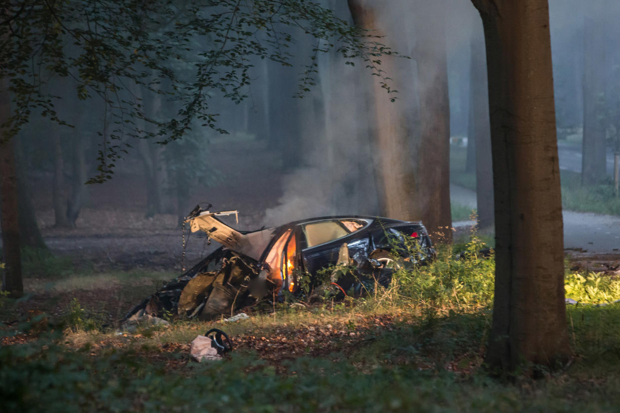 Tesla S Car Crash in The Netherlands (Caspar Huurdeman / Hollandse Hoogt via Redux)