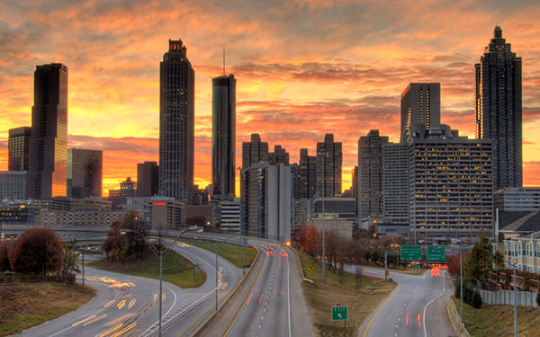 Atlanta skyline at sunset