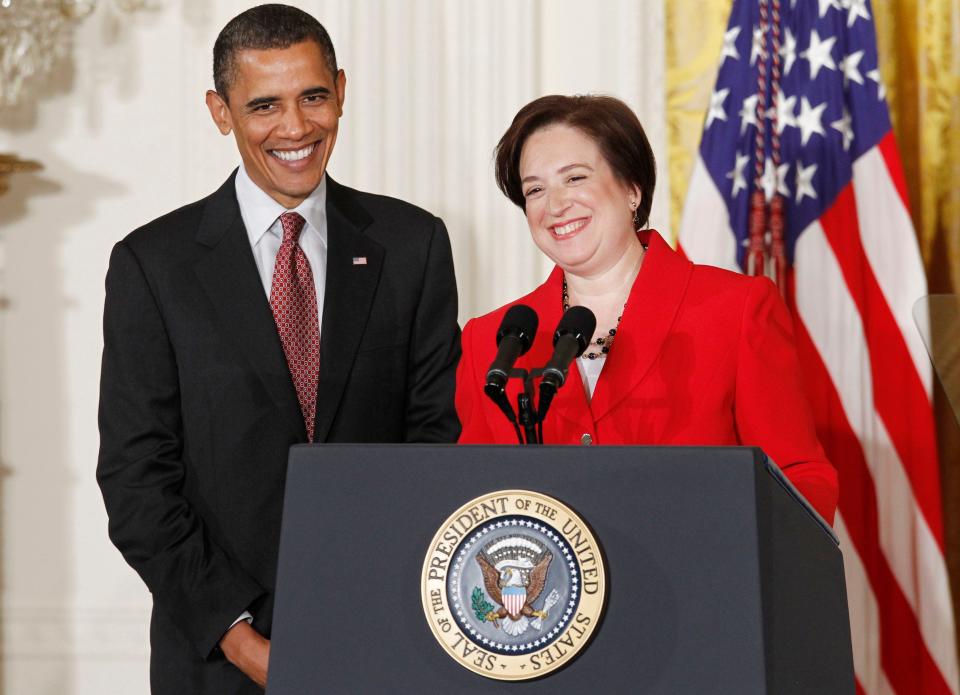President Obama stands with U.S. solicitor general Elena Kagan during a ceremony in the East Room of the White House in Washington, Friday, Aug. 6, 2010, after her confirmation as Supreme Court justice by the Senate Thursday.