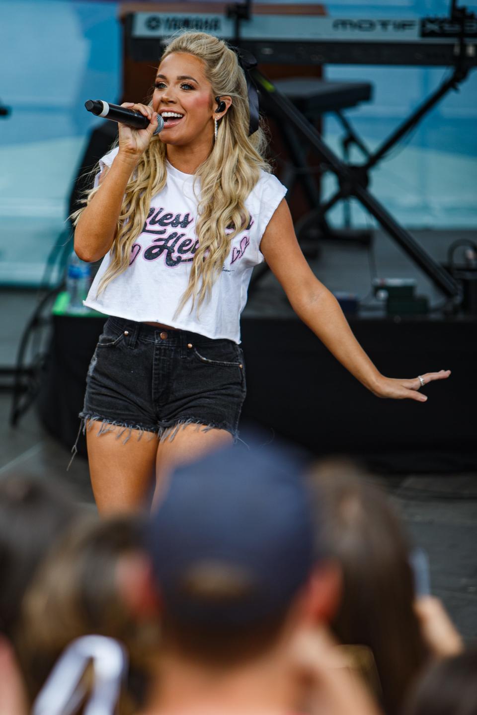 Megan Moroney performs at the Riverfront Stage during the 50th annual CMA Fest in Nashville, Tenn. on Sunday, June 11, 2023