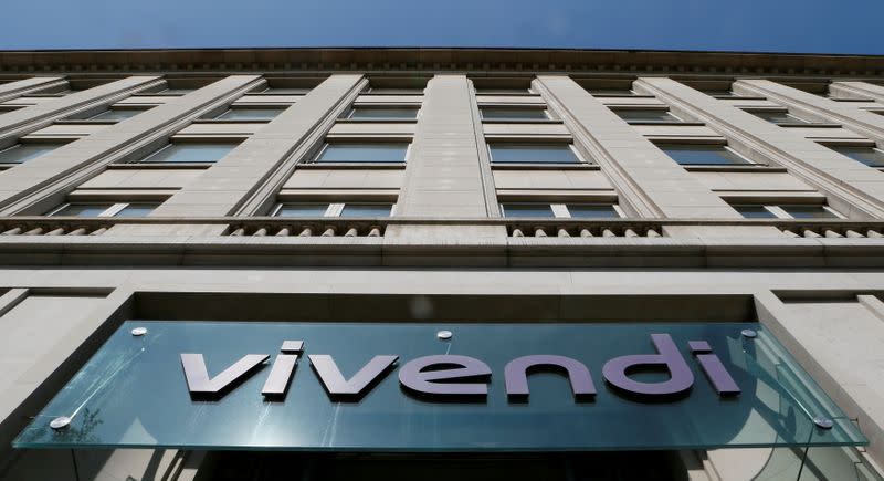 FILE PHOTO: FILE PHOTO: A Vivendi sign at the main entrance of the company's Paris headquarters