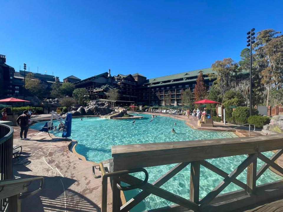 shot of the main pool area at disney's wilderness lodge resort