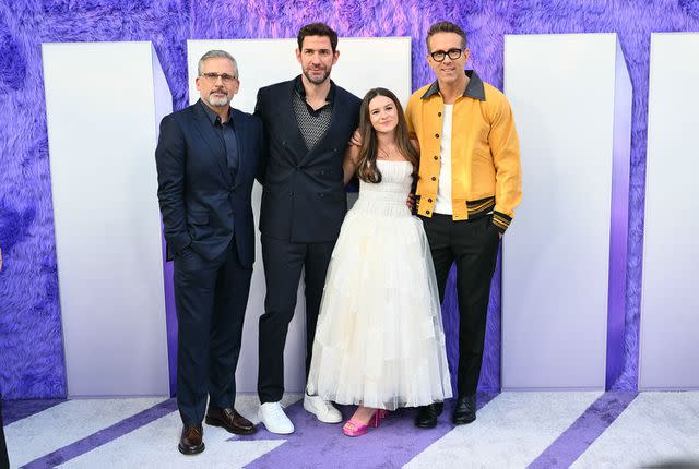 <p>ANGELA WEISS/AFP via Getty</p> Steve Carell, John Krasinski, Cailey Fleming, and Ryan Reynolds arrive for the premiere of 'IF'