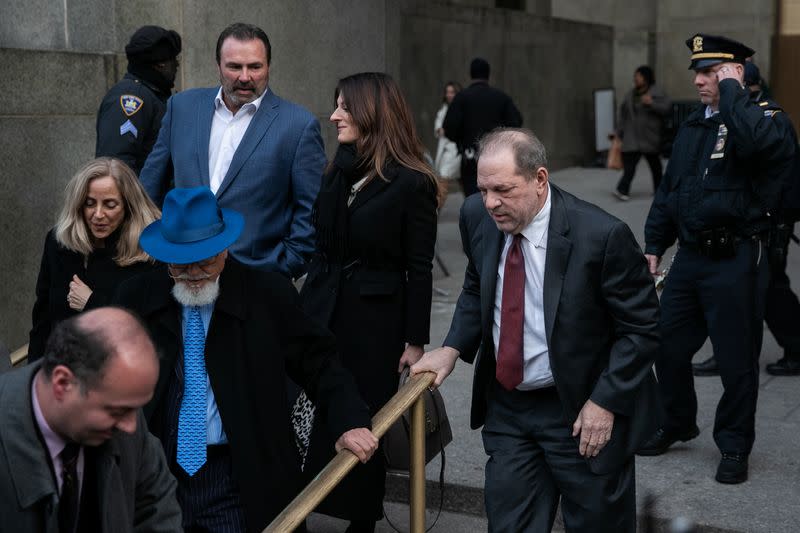 Film producer Harvey Weinstein leaves at New York Criminal Court for his sexual assault trial in the Manhattan borough of New York City