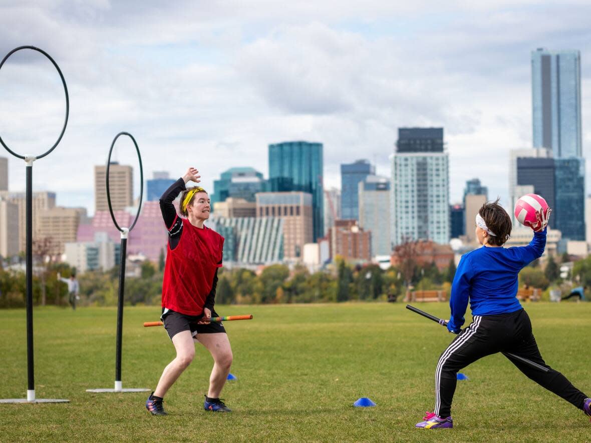 The Edmonton Aurors, a local quidditch team, will be hosting the 2022 Edmonton Quidditch cup in Millwoods Park Saturday. (Submitted by Jasper Whitby - image credit)