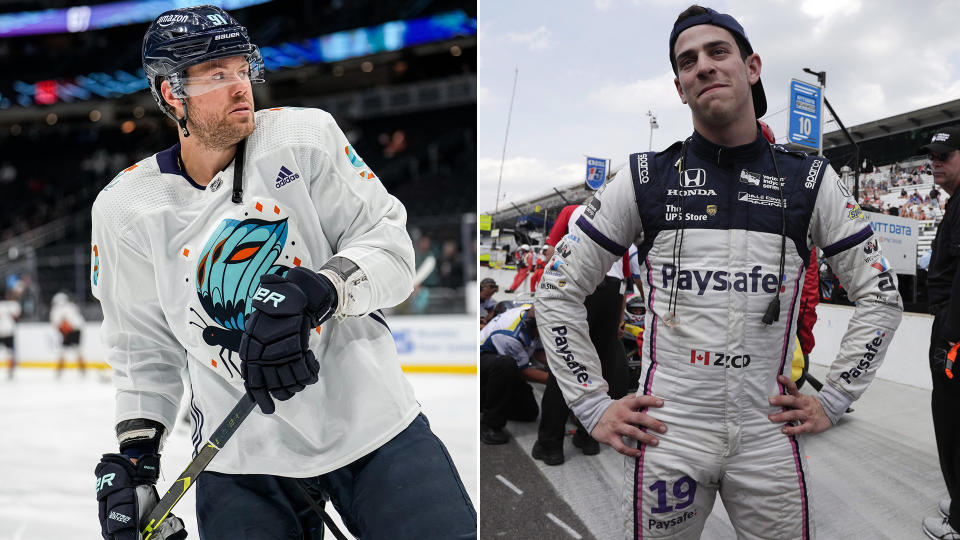 NHL player Daniel Sprong, left, has been accused of assaulting Zachary Claman DeMelo at a nightclub. (Photos via Getty)