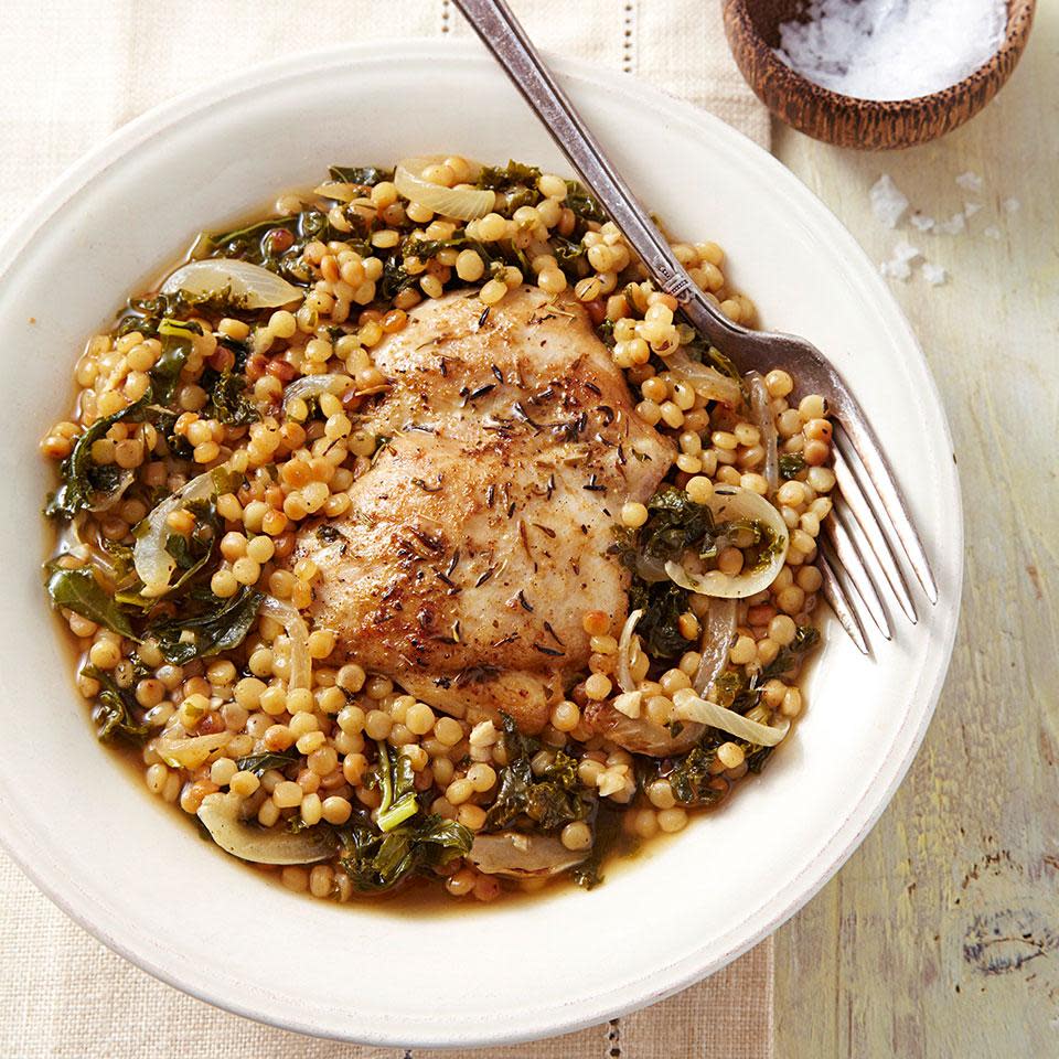 Chicken Thighs with Couscous & Kale