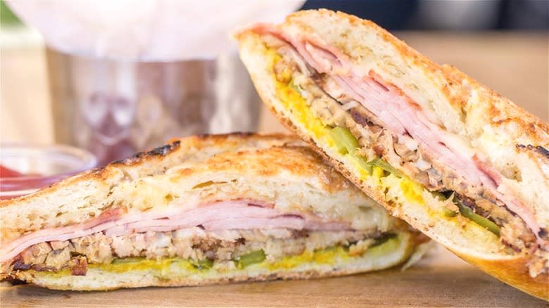 sliced Cuban sandwich 