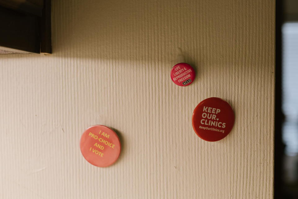 Buttons at the clinic.<span class="copyright">Lucy Garrett for TIME</span>