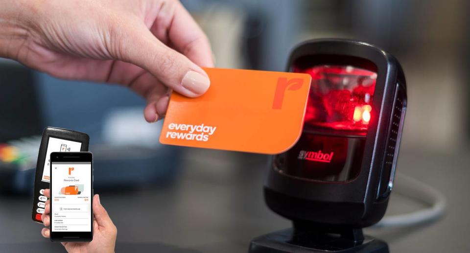 The Everyday Rewards app and card in use