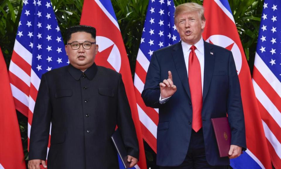 Donald Trump and Kim Jong-un meet in Singapore, where the US president said repatriation was discussed.