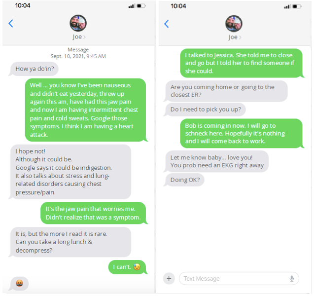 On the morning she died, Ashleigh Anderson shared her concerns she was having a heart attack through a series of text messages she sent her longtime boyfriend, Joe Bowman. Their conversation is shown here in a photo illustration based on the actual messages.