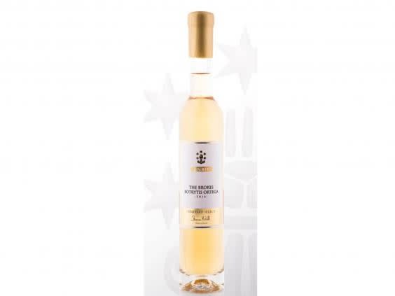 An expensive, but a worthwhile investment, a bottle of this brokes botrytis ortega 2016 is the perfect dessert wine (Denbies)