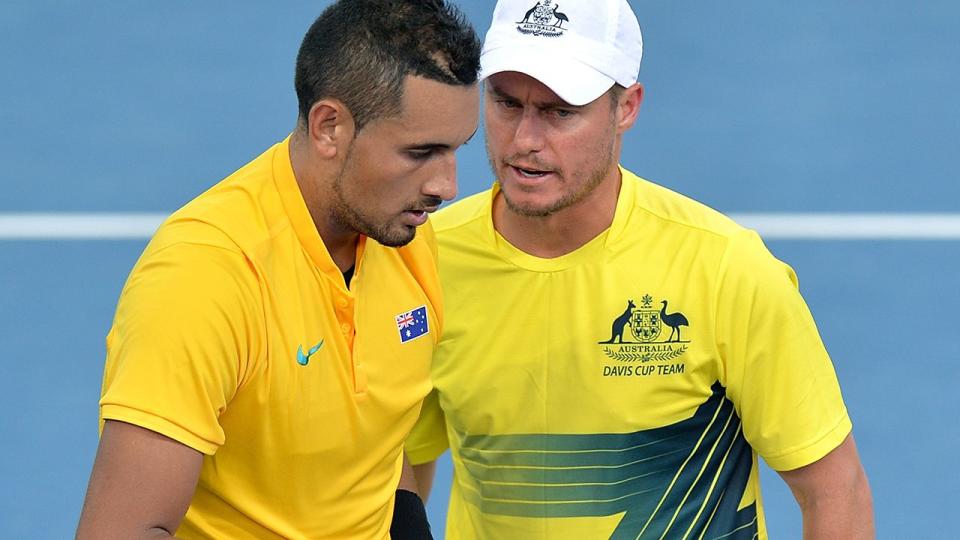 Kyrgios and Hewitt. Image: Getty