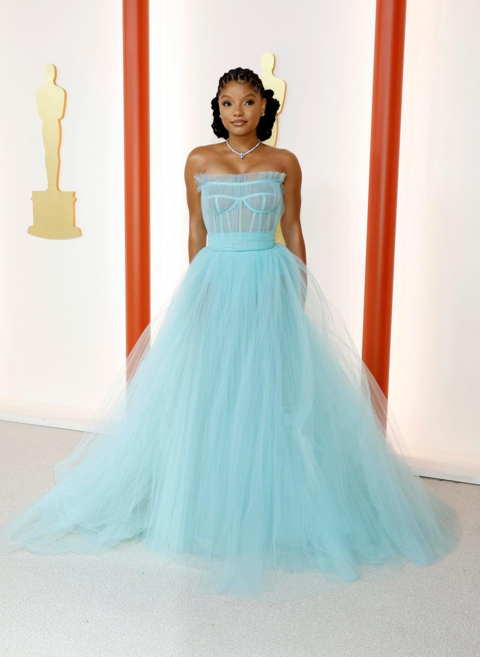 Halle Bailey attends the 2023 Academy Awards.