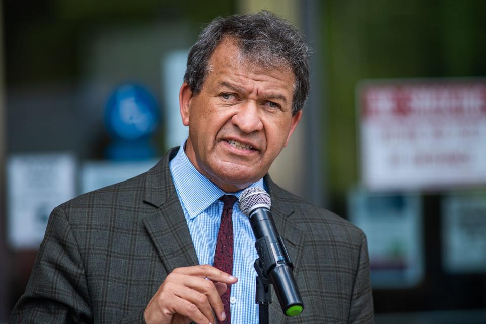 Westchester County Executive George Latimer talks during the in support of Roe v. Wade rally in White Plains, NY on Sunday, June 26, 2022. KELLY MARSH/FOR THE JOURNAL NEWS