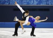 Canada's Kaitlyn Weaver and Andrew Poje compete during the Figure Skating Ice Dance Short Dance Program at the Sochi 2014 Winter Olympics, February 16 2014. REUTERS/Lucy Nicholson