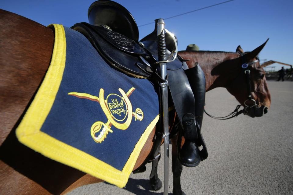 A rider less horse is part of the U.S. Border Patrol's annual memorial ceremony for fallen agents at the National Border Patrol Museum in Northeast El Paso in 2019.