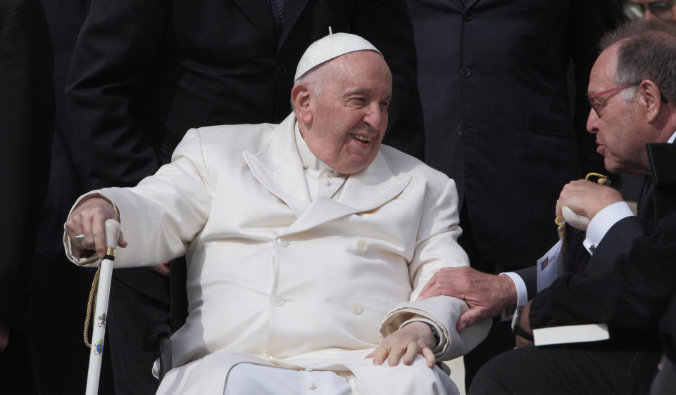 Pope Francis during the General Audience. (Grzegorz Galazka / Mondadori Portfolio via Getty Images)