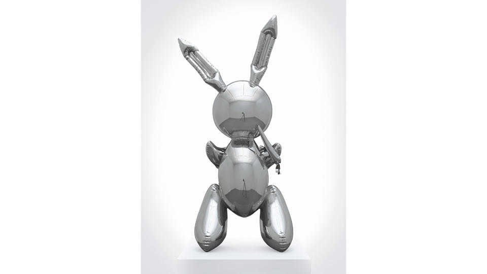 Jeff Koons’s Rabbit, 1986, which was sold for .1 million—becoming the most expensive work sold by a living artist at auction. - Credit: Courtesy of Christie's