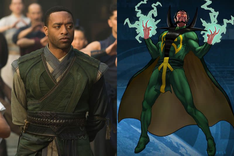 Chiwtel Ejiofor as Mordo, and how he's portrayed in the Marvel Comics - Credit: Disney/Marvel