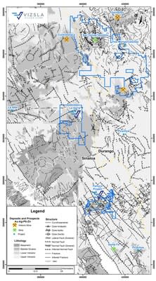 Figure 2. Geology of the silver-gold-rich Panuco – San Dimas corridor. (CNW Group/Vizsla Silver Corp.)