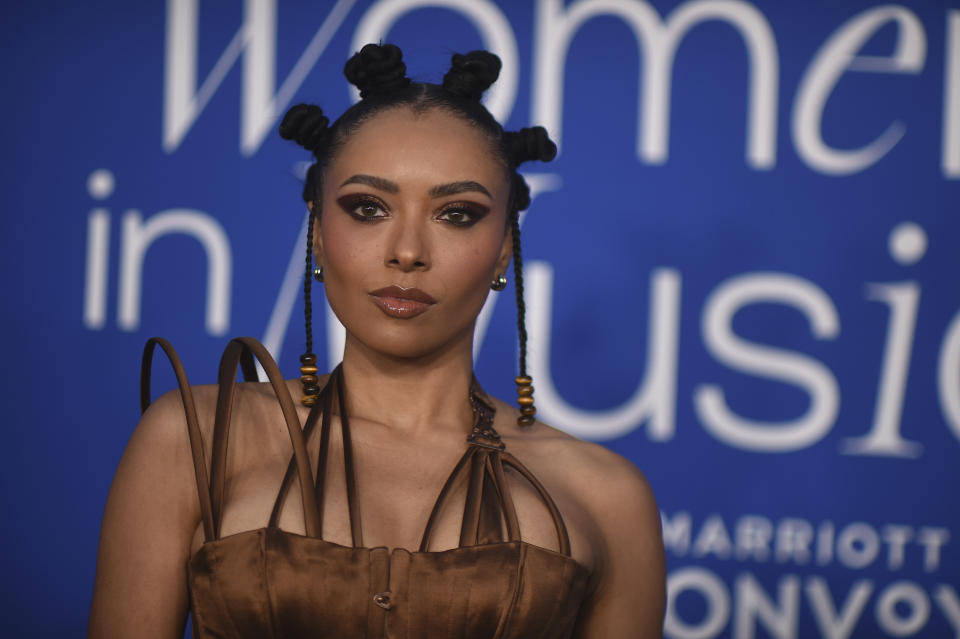 Kat Graham arrives at the Billboard Women in Music Awards on Wednesday, March 6, 2024, in Inglewood, Calif. (Photo by Richard Shotwell/Invision/AP)
